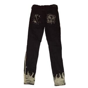 American Eagle Black Next Level Jeans size 2 Sun Moon Flames Distressed Ripped